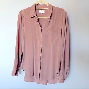 Lou and Grey | dusty pink 100% silk button up shirt | M
